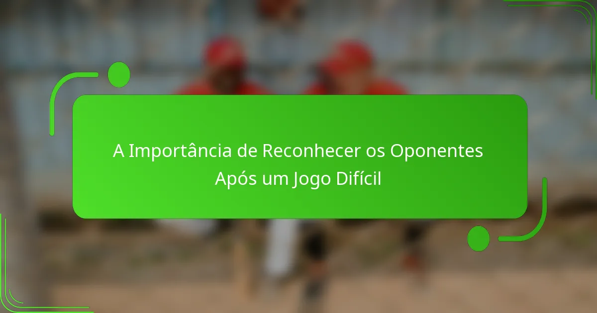 A Importância de Reconhecer os Oponentes Após um Jogo Difícil
