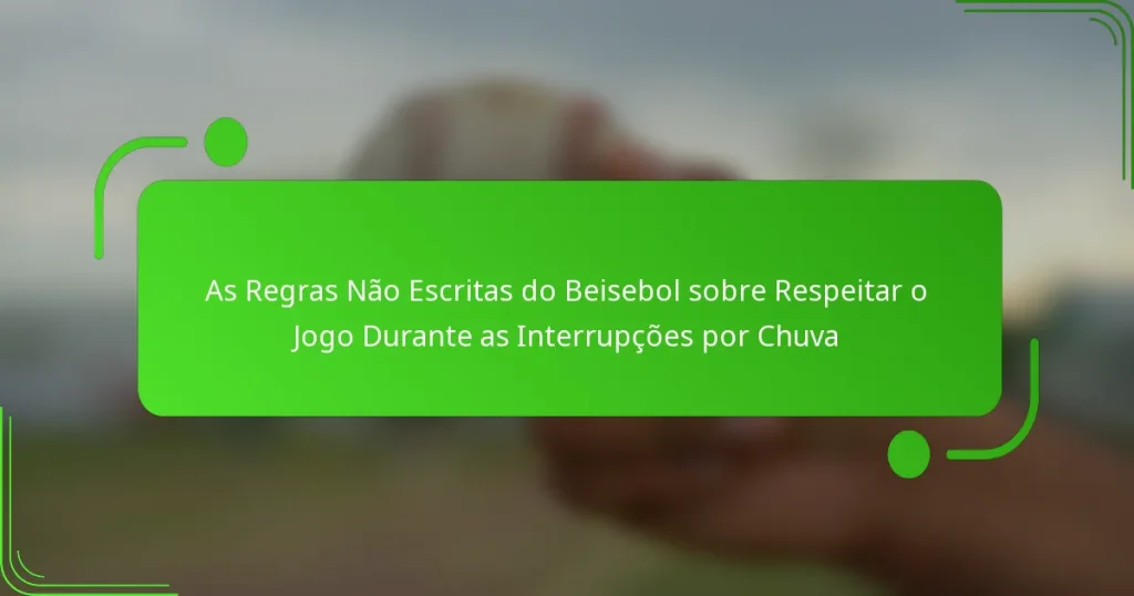 As Regras Não Escritas do Beisebol sobre Respeitar o Jogo Durante as Interrupções por Chuva