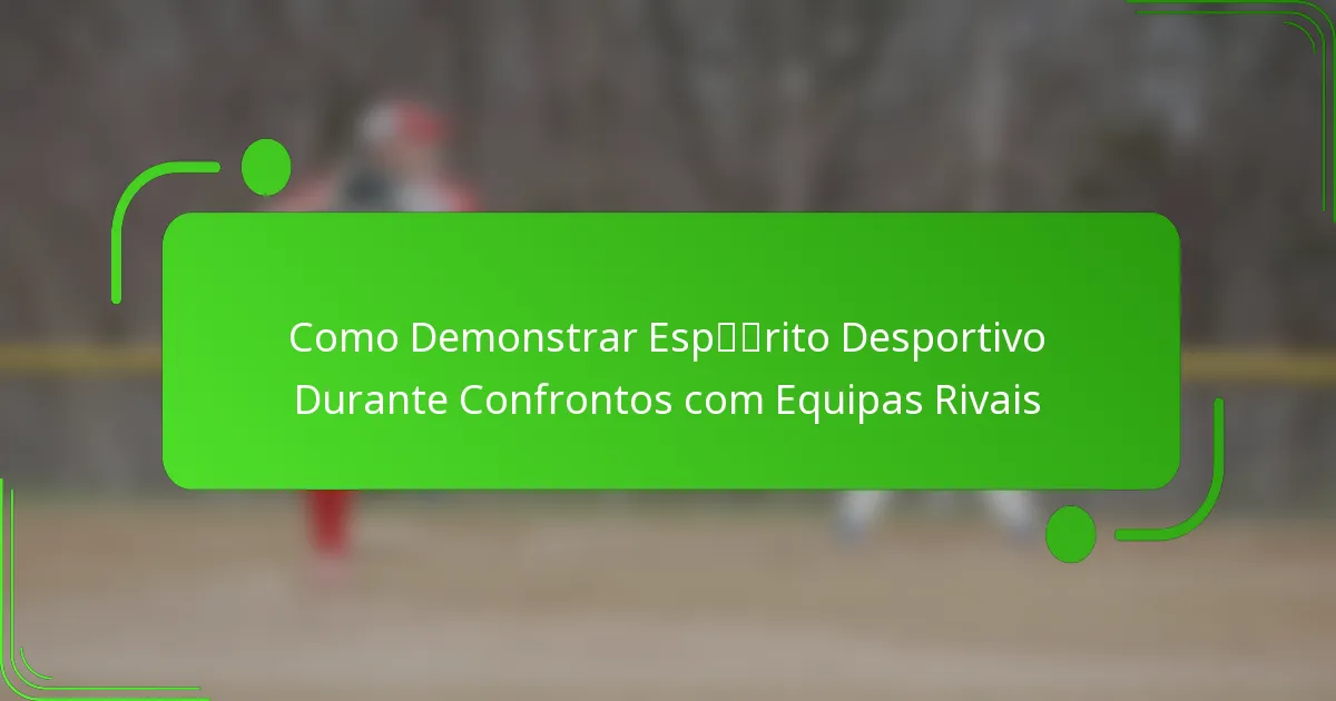 Como Demonstrar Espírito Desportivo Durante Confrontos com Equipas Rivais