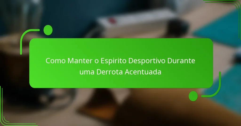 Como Manter o Espirito Desportivo Durante uma Derrota Acentuada