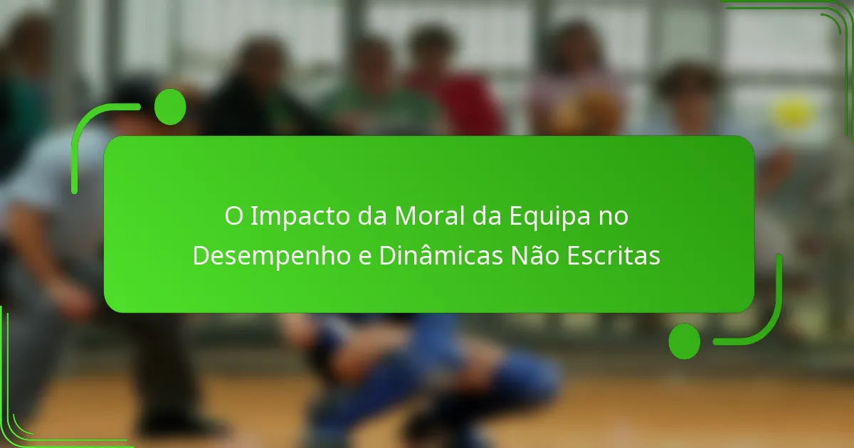 O Impacto da Moral da Equipa no Desempenho e Dinâmicas Não Escritas