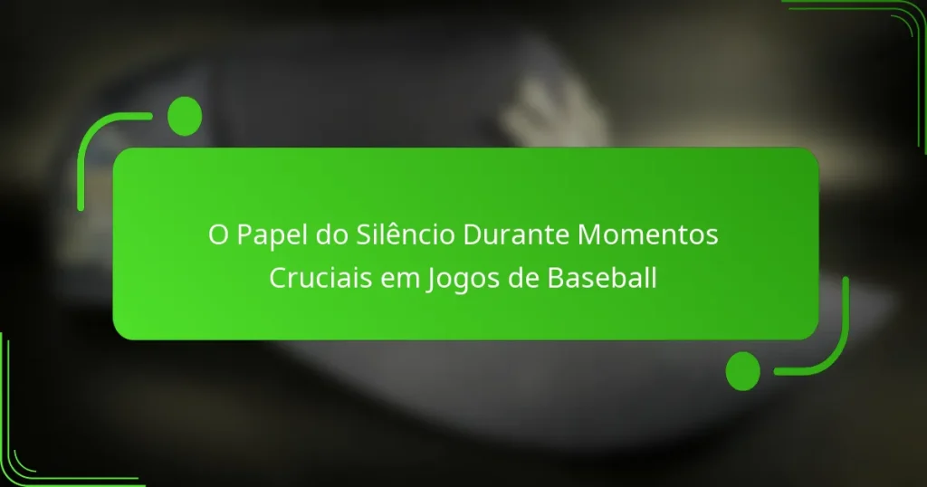O Papel do Silêncio Durante Momentos Cruciais em Jogos de Baseball