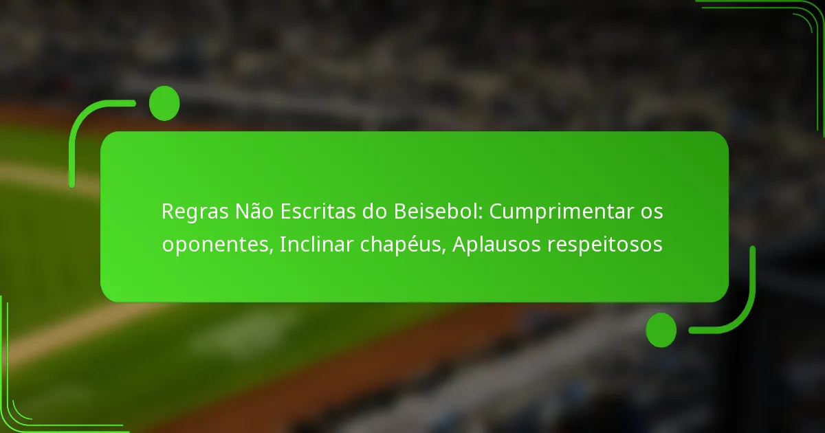 Regras Não Escritas do Beisebol: Cumprimentar os oponentes, Inclinar chapéus, Aplausos respeitosos